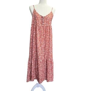TEN TREES Tiered Cami Dress in Baked Clay Floral Sz Med